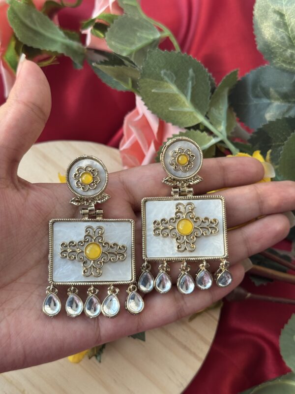 Anjana Premium Marble Earrings - Yellow