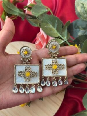 Anjana Premium Marble Earrings – Yellow