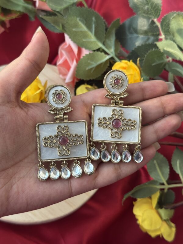 Anjana Premium Marble Earrings - Wine