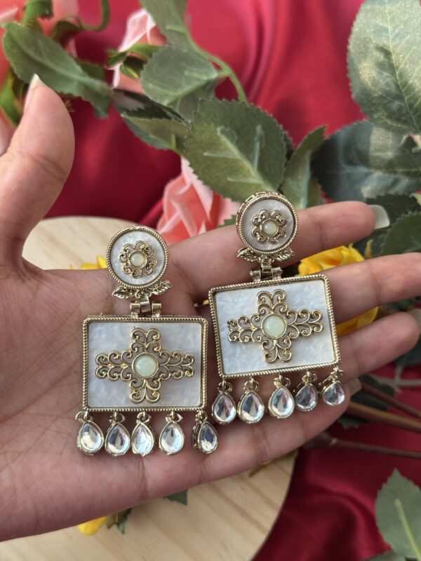 Anjana Premium Marble Earrings - Light Green