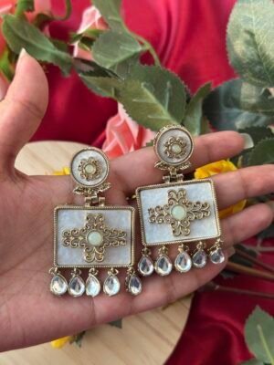 Anjana Premium Marble Earrings – Light Green