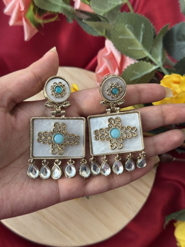 Anjana Premium Marble Earrings - Light Blue