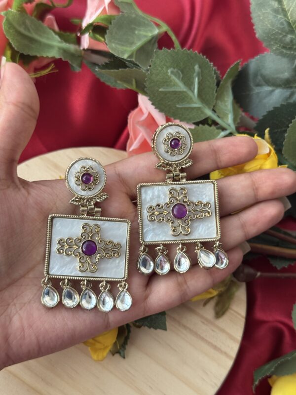 Anjana Premium Marble Earrings - Purple