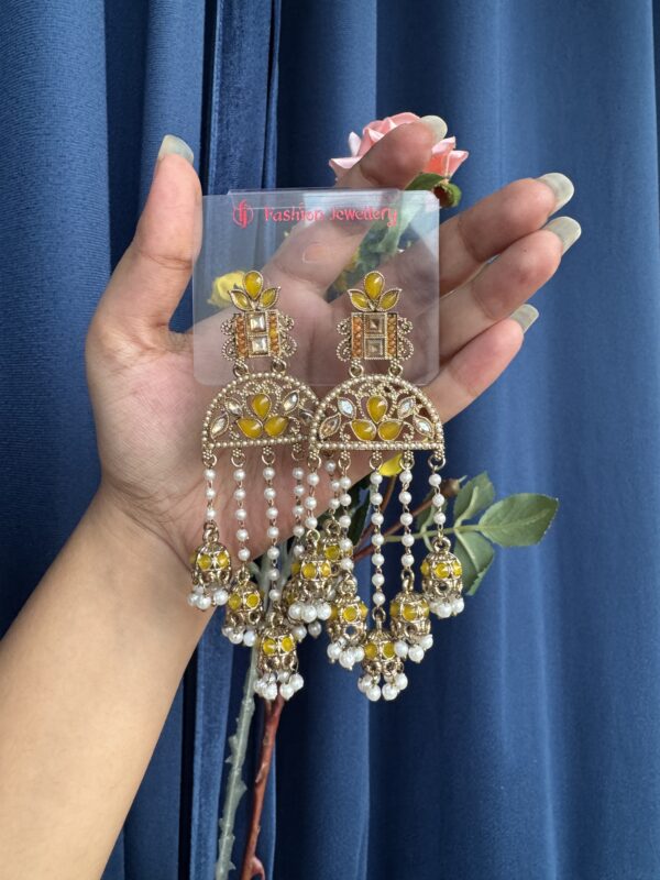 Dimpy 5 Jhumki Earrings - Yellow