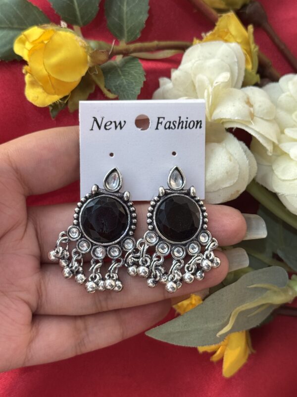 Daily Wear Stone Earrings -Black