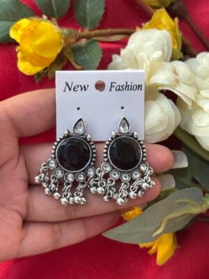 Daily Wear Stone Earrings -Black