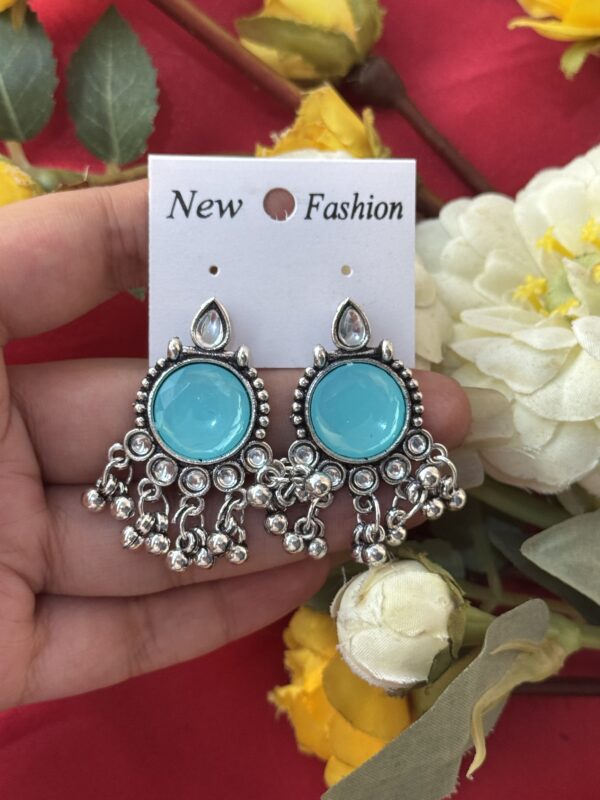 Daily Wear Stone Earrings - Light Blue