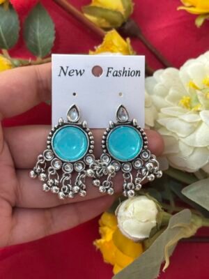 Daily Wear Stone Earrings – Light Blue