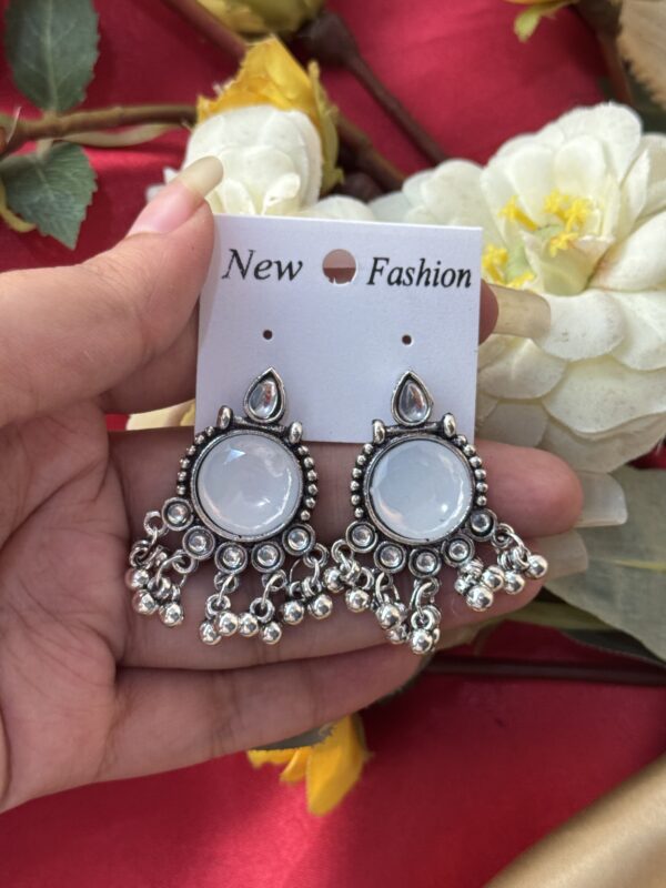 Daily Wear Stone Earrings -White