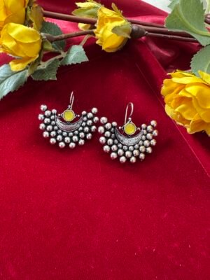 Teena daily Wear Stone Earrings – Yellow