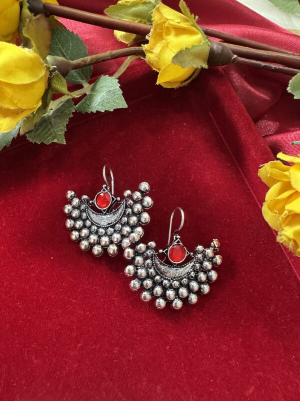 Teena daily Wear Stone Earrings - Red