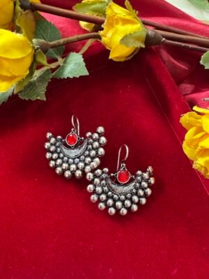 Teena daily Wear Stone Earrings – Red