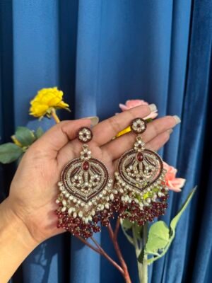 Meenal Kundan Earrings – Red