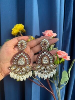 Sanya Kundan Earrings – Wine
