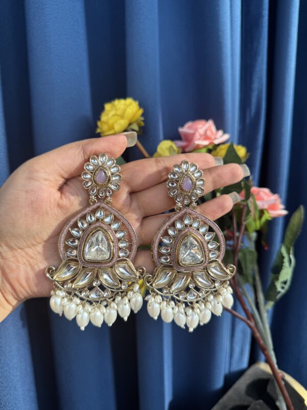 Sanya Kundan Earrings - Lavender
