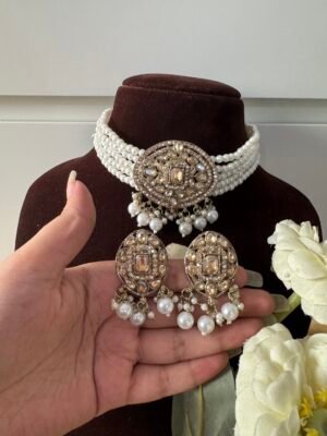 Reena Pearl Choker Set – Golden