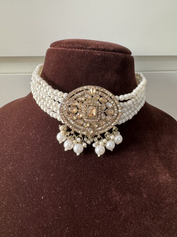 Reena Pearl Choker Set - Golden - Image 2