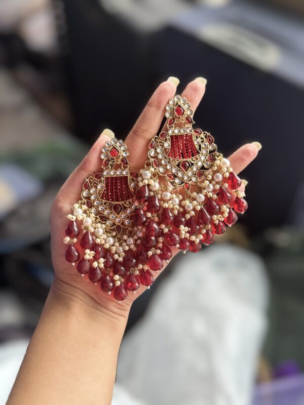 Ishani Crystal Earrings - Red