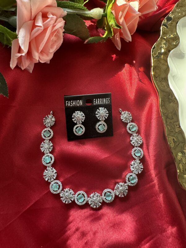 Karishma American Diamond Set - Mint Green