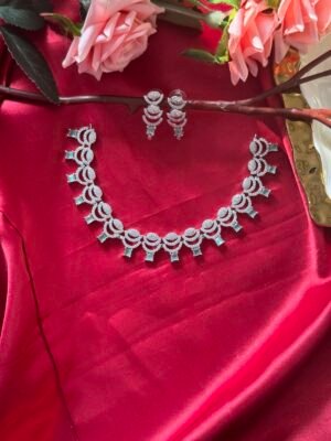 Anvesha American Diamond Set – Mint Green