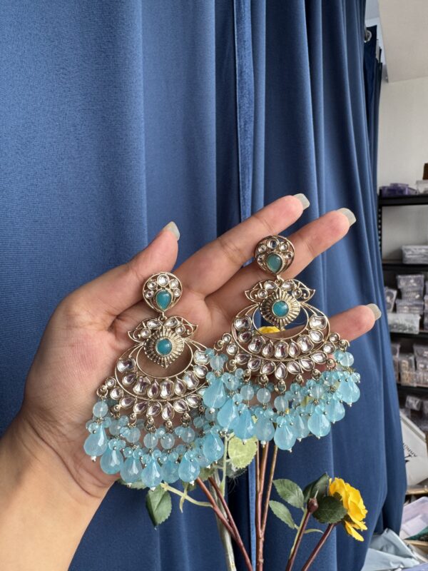 Chandbali Earrings - Light Blue