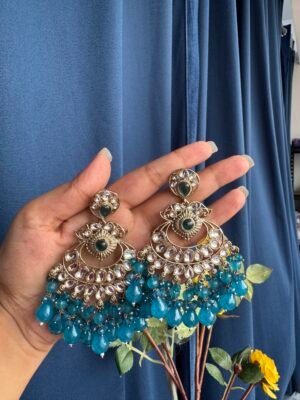 Jashn Chandbali Earrings – Teal Blue