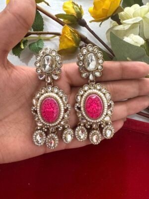 Premium Zirconia Earrings – Dark Pink