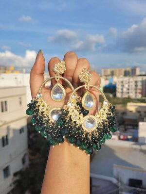 Neeti Chandbali – Dark Green (Golden Polish)
