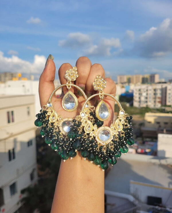 Neeti Chandbali - Dark Green (Golden Polish)