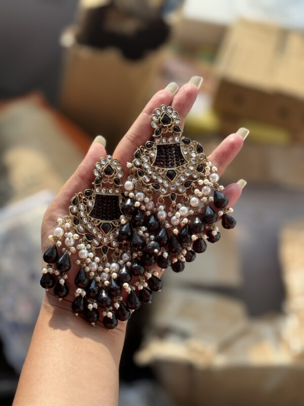Ishani Crystal Earrings - Black