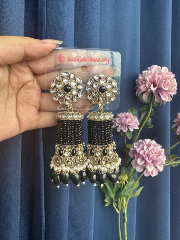 Anusha Kundan Jhumka - Black