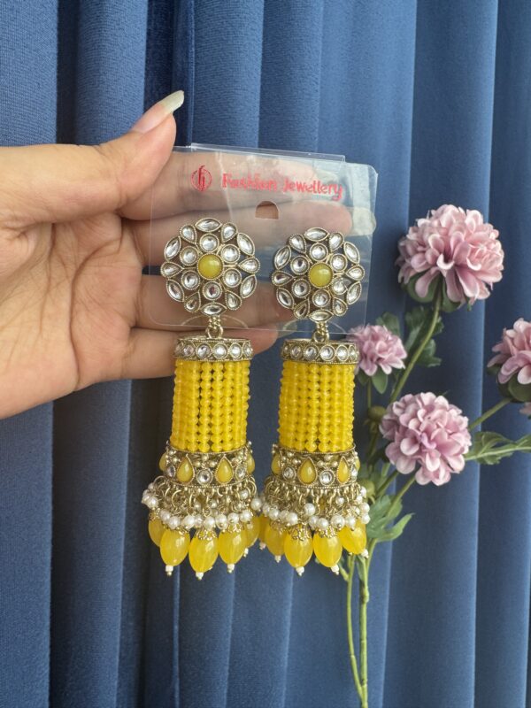 Anusha Kundan Jhumka - Yellow