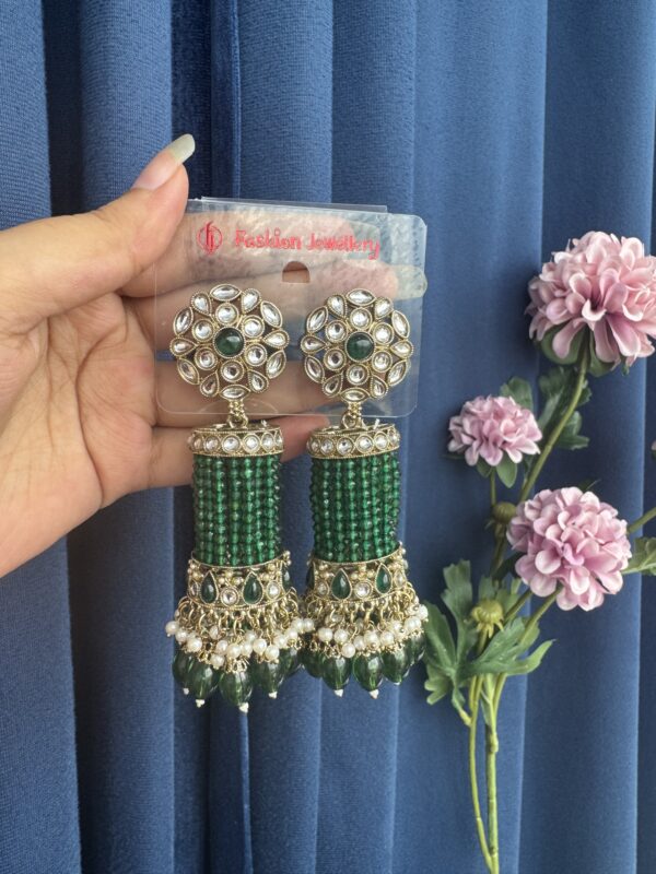 Anusha Kundan Jhumka - Dark Green