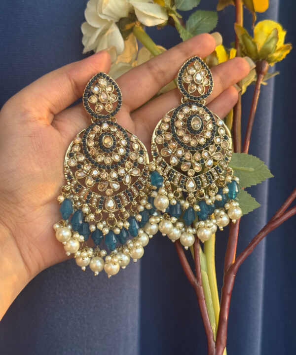 Mitali Premiun Earrings - Teal Blue