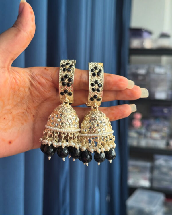 Kundan Jhumka - Black