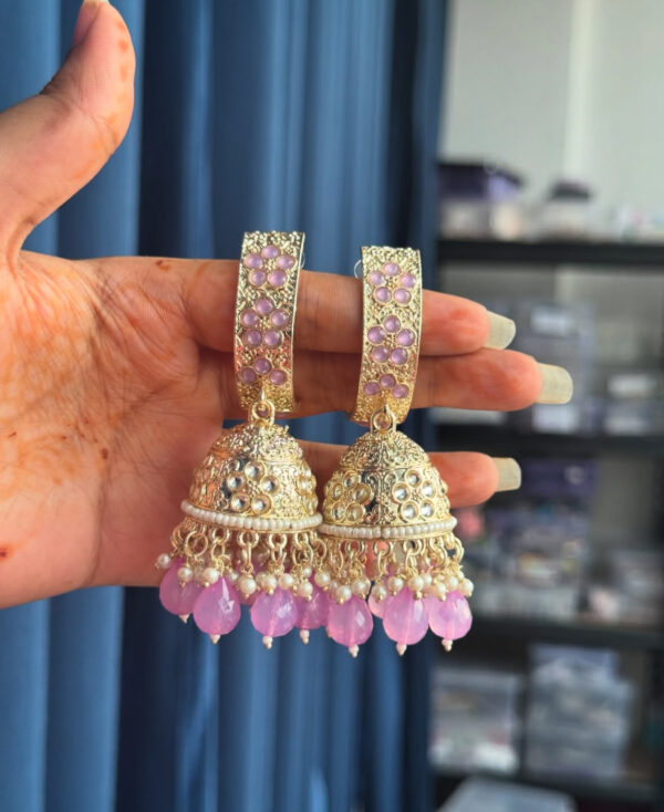 Kundan Jhumka - Lavender