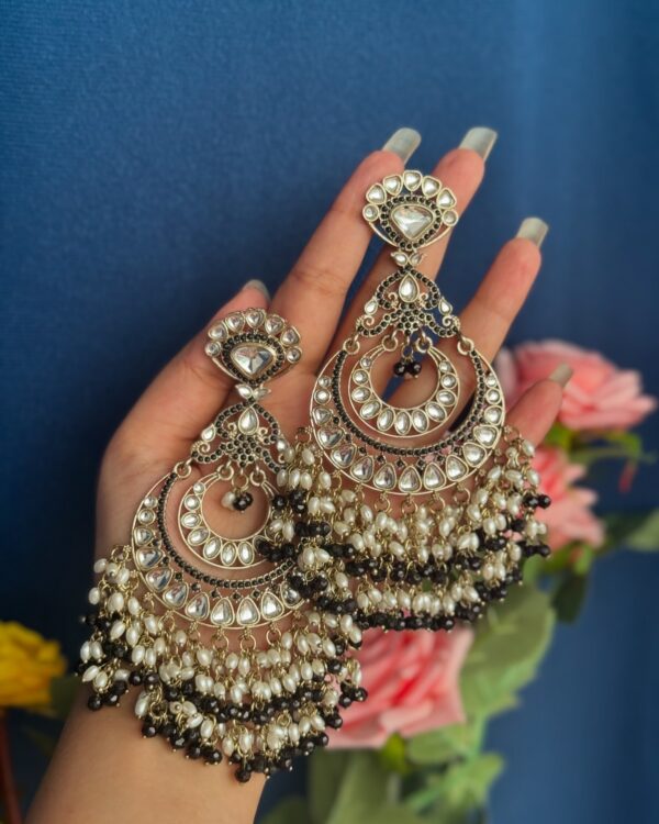 Komal Kundan Earrings - Black