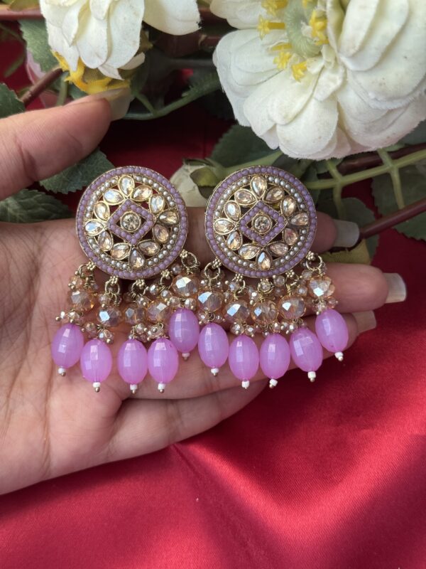 Shakira Kundan Earrings -Lavender
