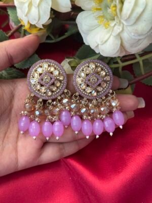 Shakira Kundan Earrings -Lavender