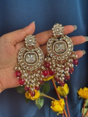 Chitra Kundan Earrings – Wine
