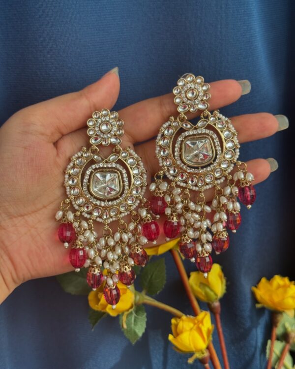 Chitra Kundan Earrings - Wine