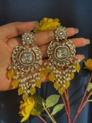 Chitra Kundan Earrings – Yellow