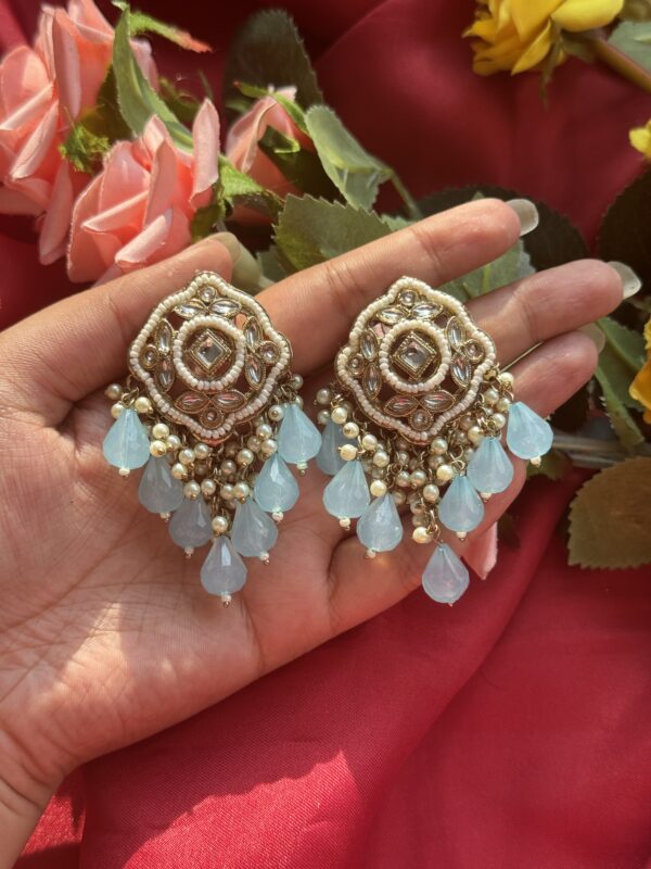 Harleen Ethnic Earrings - Light Blue