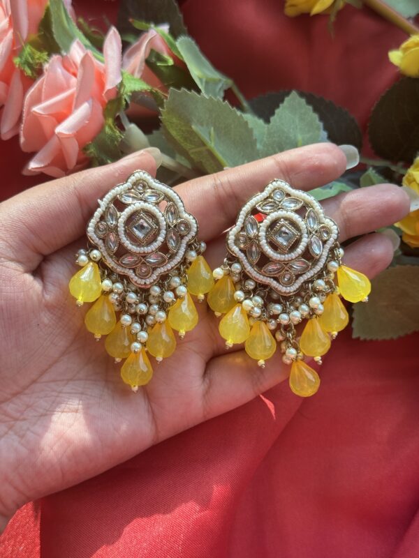 Harleen Ethnic Earrings - Yellow