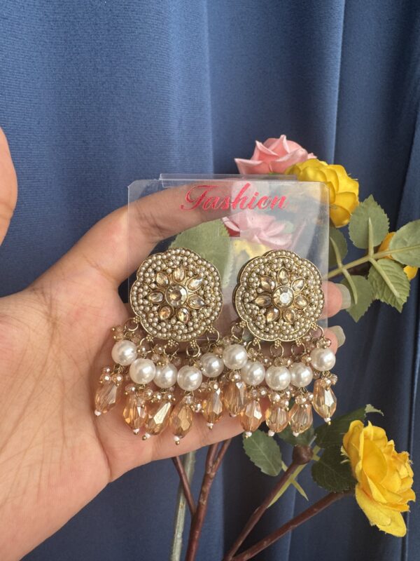 Shrishti Flower Kundan Studs - Golden