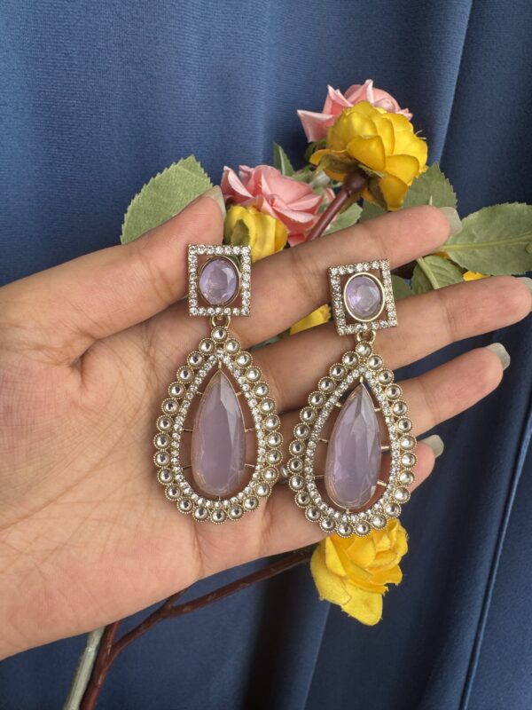 Ashika Premium Stone Earrings - Lavender