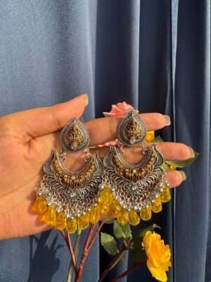 Light Weight Oxidised Dual Tone Earrings – Yellow