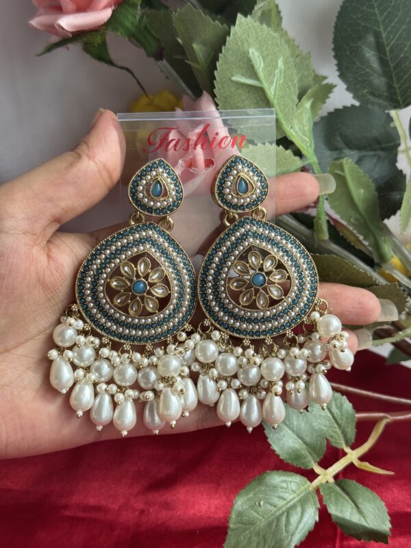 Gulnaz Ethnic Earrings - Teal Blue