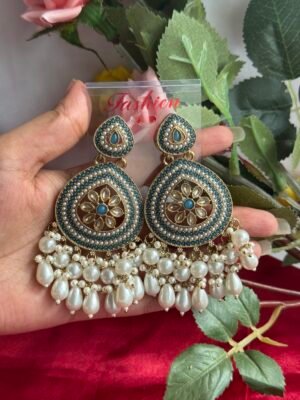 Gulnaz Ethnic Earrings – Teal Blue
