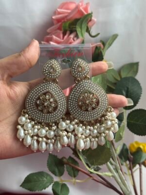 Gulnaz Ethnic Earrings – White